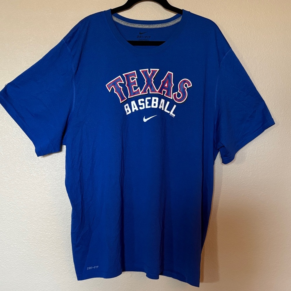 Nike Royal Blue Texas Baseball Graphic Crew T-Shirt Dri-Fit